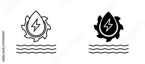 Hydraulic energy icons set for apps and web.