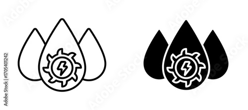 Hydraulic energy icons set for apps and web.