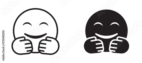 Hugging emoji icons set for apps and web.