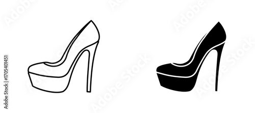 High heel shoes icons set for apps and web.