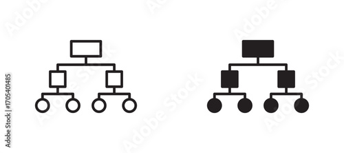 Hierarchical structure icons set for apps and web.