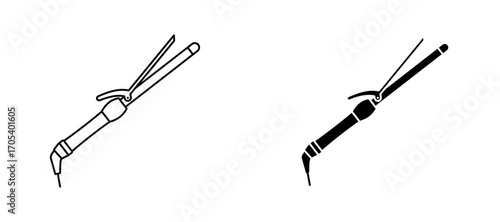 Hair curler icons set for apps and web.