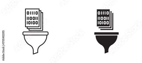 Funneling data icons set for apps and web.
