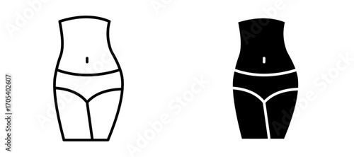 Female hips and waist icons set for apps and web.