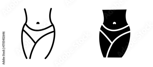 Female hips and waist icons set for apps and web.
