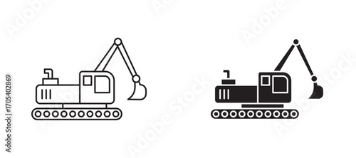 Excavator icons set for apps and web.