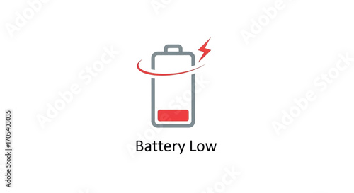 Battery Low Indicator Symbol with Lightning Bolt.
