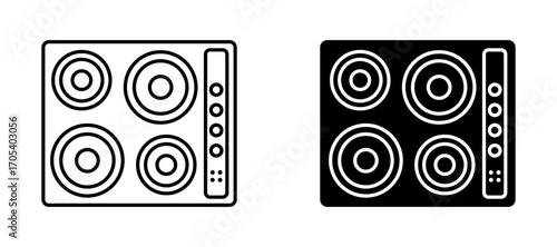 Electric hot plate icons set for apps and web.