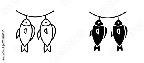 Dried fish icons set for apps and web.
