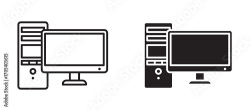 Desktop computer icons set for apps and web.