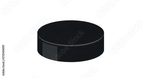 Black Hockey Puck Isolated on White Background.