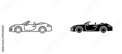 Convertible car icons set for apps and web.