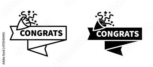 Congratulations icons set for apps and web.