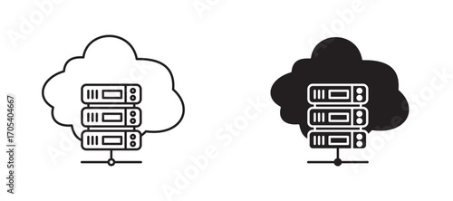 Cloud server icons set for apps and web.