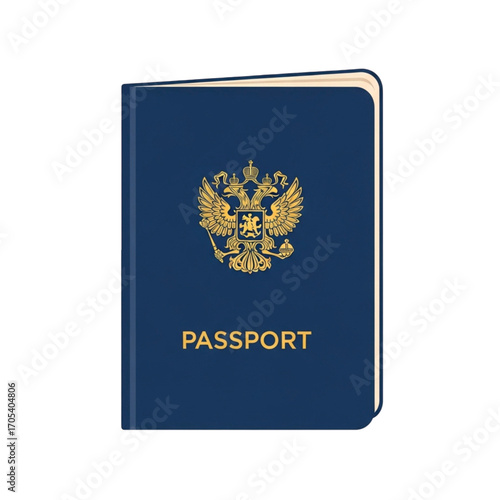 Russian Federation Passport with Double Headed Eagle Emblem.