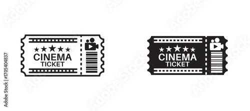 Cinema tickets icons set for apps and web.