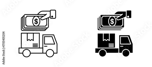 Cash on delivery icons set for apps and web.