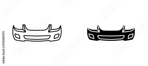 Car bumper icons set for apps and web.