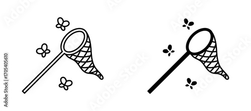 Butterfly catcher icons set for apps and web.