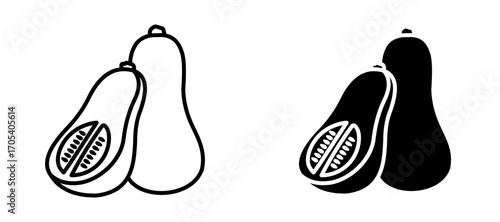 Butternut squash icons set for apps and web.