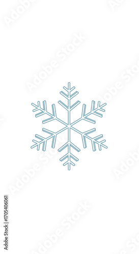 A single delicate crystalline snowflake isolated on a white background.