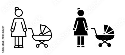 Baby sitter icons set for apps and web.