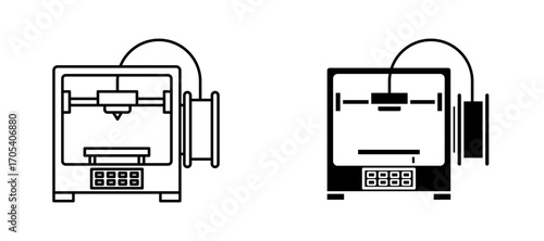3D printer icons set for apps and web.