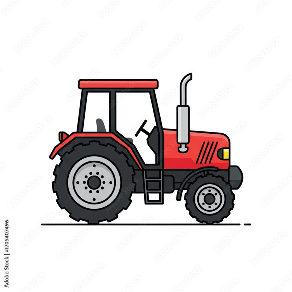 Obraz premium Red Tractor Illustration on White Background.