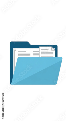 Blue Folder with Documents.