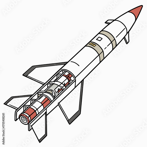 Cutaway illustration of a detailed rocket showing internal components and intricate engineering for space exploration and defense