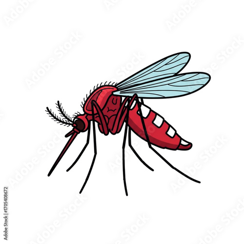 Red Mosquito Insect Illustration.