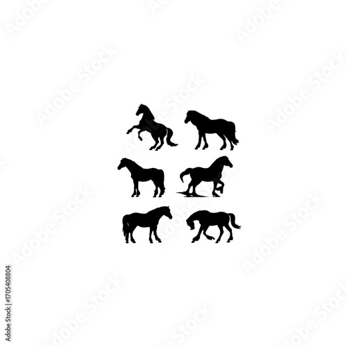 Collection of horse silhouettes set vector illustration. isolated on white background 