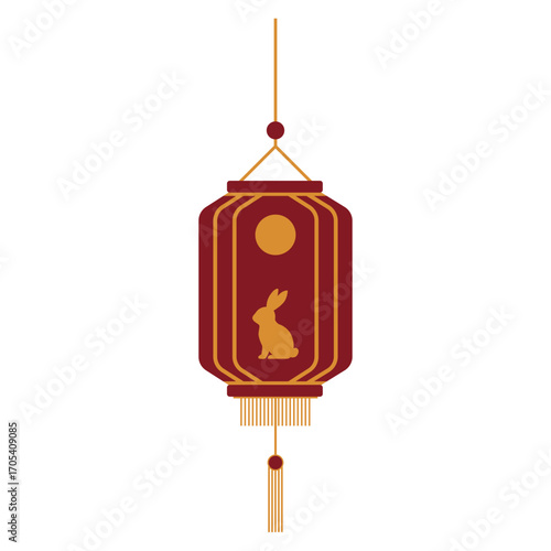 Graceful Asian Celebration Lantern with Red and Gold Accents