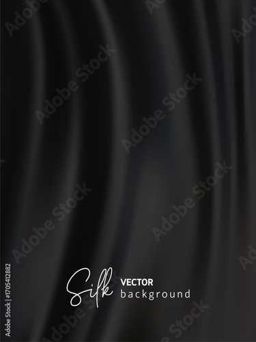 Silk fabric texture. Satin black cloth. Luxury background