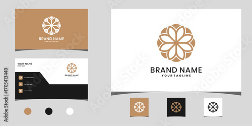 Elegant floral mandala logo design, minimalist ornamental style