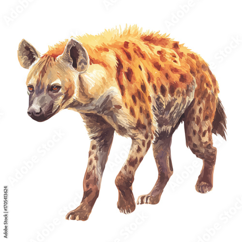 Hyena, watercolor drawing vector, isolated on a white background.