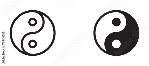 Yin yang Icon set in black color for ui designs
