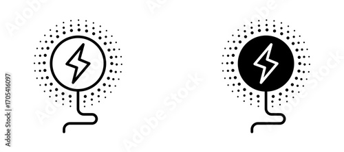 Wireless charging Icon set in black color for ui designs