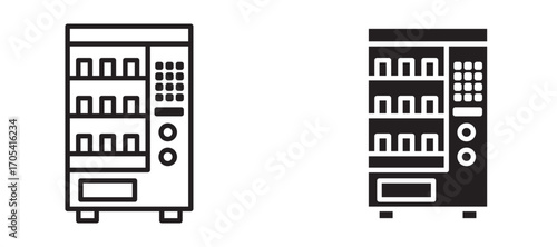 Vending machine Icon set in black color for ui designs