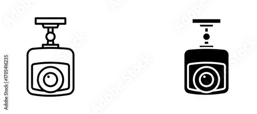 Vehicle dvr camera Icon set in black color for ui designs