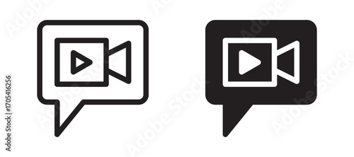 Video Chat Icon set in black color for ui designs