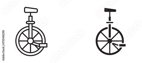 Unicycle Icon set in black color for ui designs