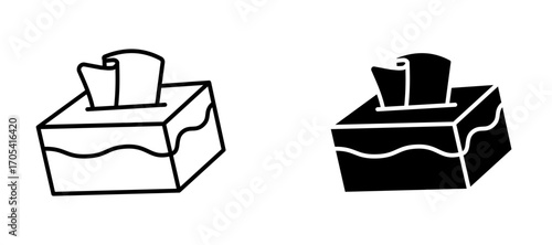 Tissue box Icon set in black color for ui designs