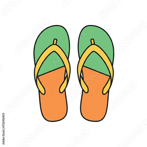 Pair of colorful flipflops for summer vacation.