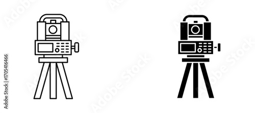 Theodolite Icon set in black color for ui designs