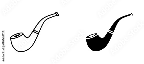 Smoking pipe Icon set in black color for ui designs