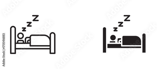 Sleep Icon set in black color for ui designs