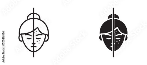 Skin acne Icon set in black color for ui designs