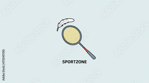 Illustration of a badminton racket and a feather, representing a sportzone or badminton equipment