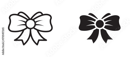 Ribbon bow Icon set in black color for ui designs